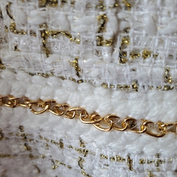 Simply Southern Scalloped Cream Tweed With Puffy Sleeves NWT LARGE - Picture 11 of 13